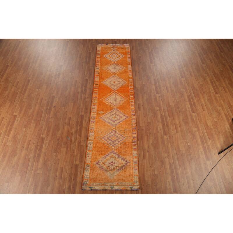 Anatolian Turkish Vintage Runner Rug Hand-Knotted Wool Carpet - 2'11"x 12'3"