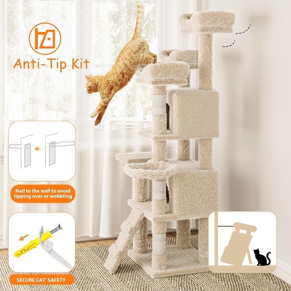 Cat Tree Multi-Level Cat Tower with 2 Roomy Condo 4 Perch