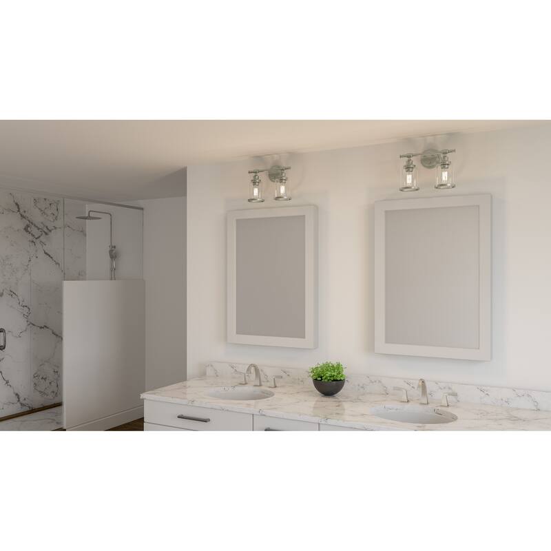 Dixie 2-Light Brushed Nickel Vanity Light