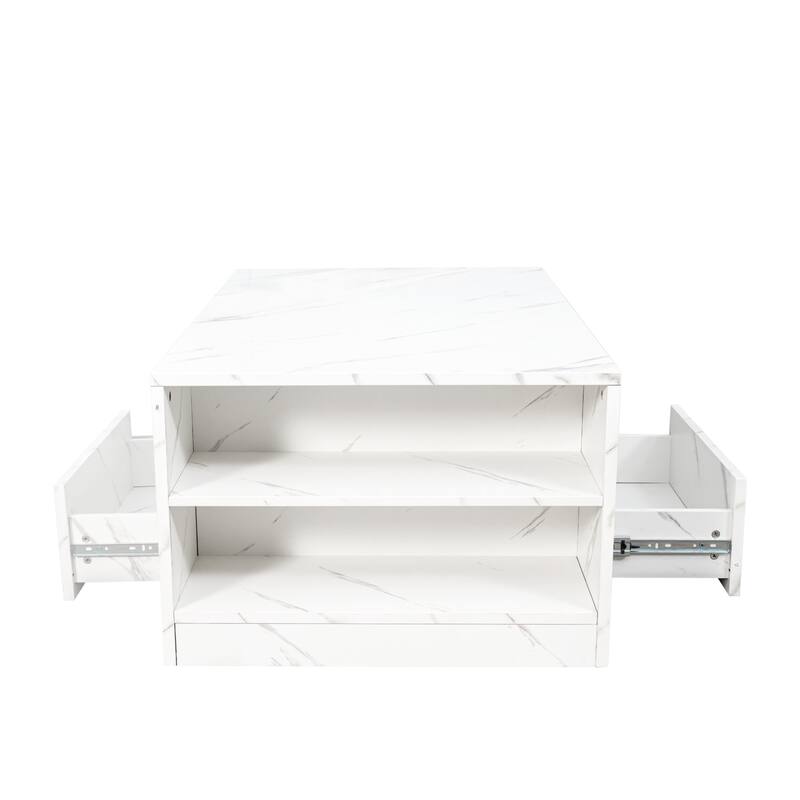 GDF Studio - Nana Modern 14.57"H LED Coffee Table with Storage Drawers and Open Shelves