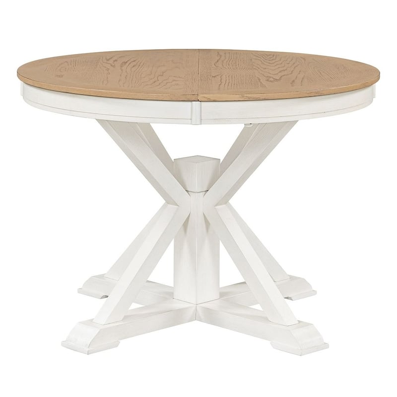 5 PCS Retro Style Dining Table Set for 4 with Extendable Table and 4 Upholstered Chairs