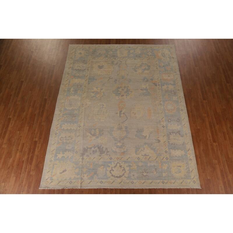 Vegetable Dye Oushak Oriental Area Rug Handmade Wool Carpet - 9'3"x 11'10"