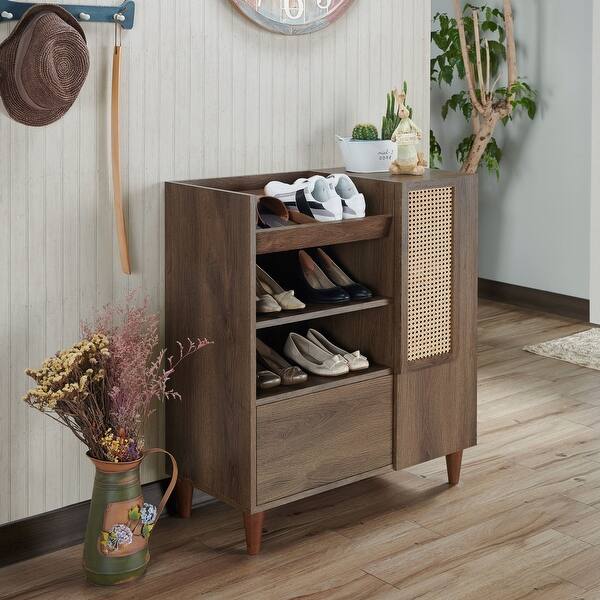 Shop Carson Carrington Getaria Traditional Distressed Walnut Shoe Cabinet Overstock 25446847