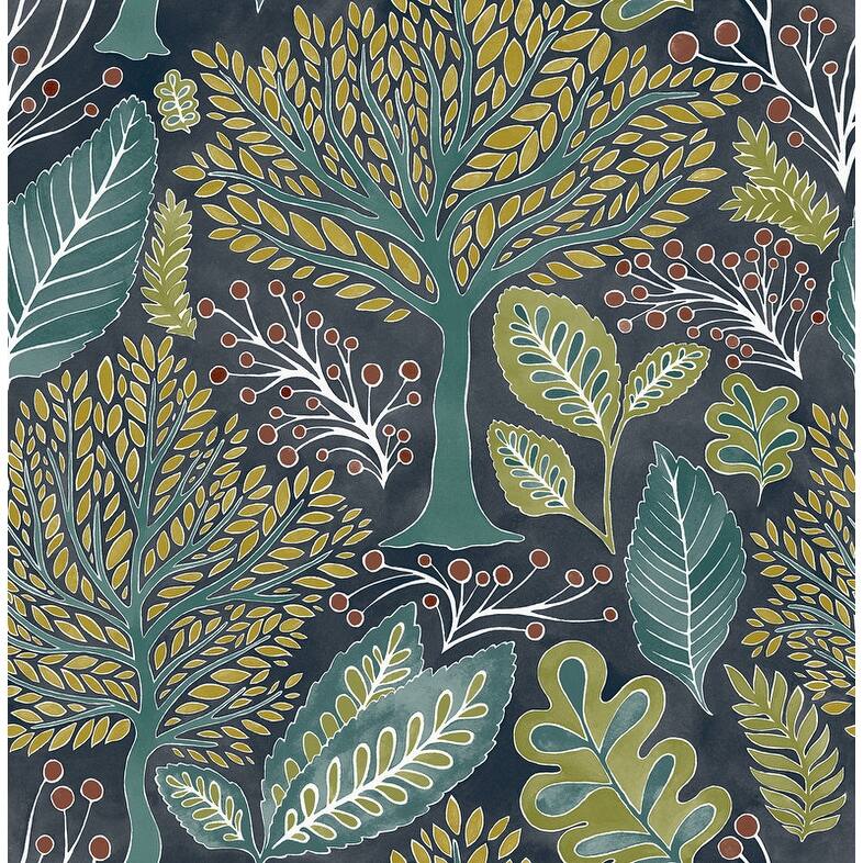 Advantage Kiah Blue Forest Wallpaper - Blue
