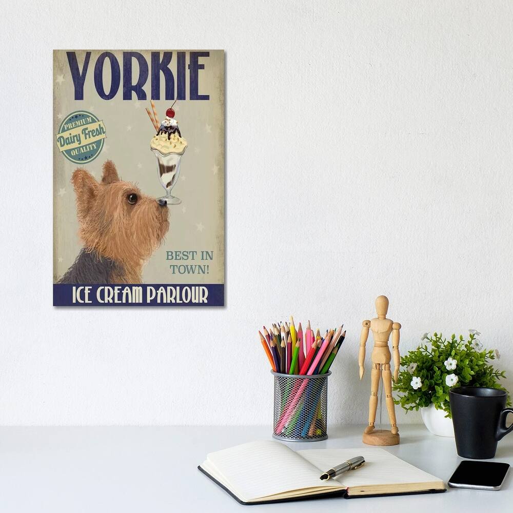 iCanvas "Yorkshire Terrier Ice Cream" by Fab Funky Canvas Print