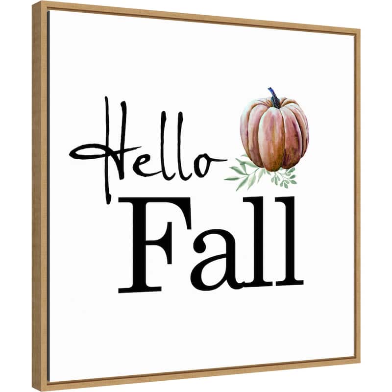 Amanti Art Hello Fall Pumpkin Framed Canvas Wall Art