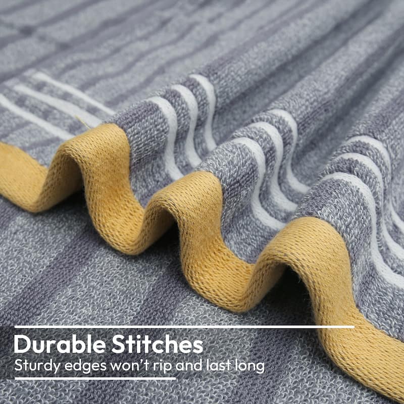 3 Piece Cotton Striped Bath Towel Set