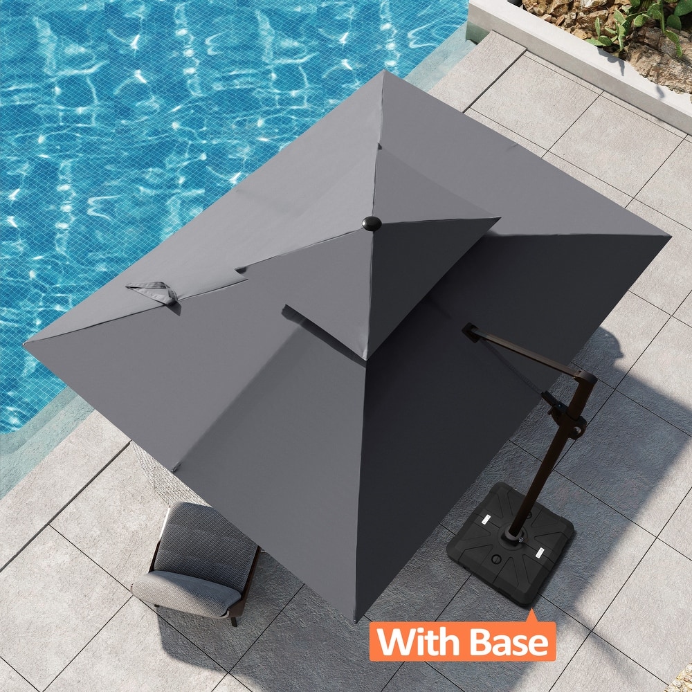 Pellebant Outdoor Patio 9 FT x 11.5 FT Double Top Cantilever Offset Umbrella with HDPE Base