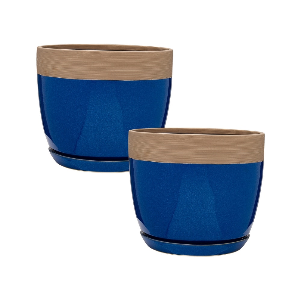 Southern Patio Ana Ceramic Indoor Pot Planter (Pack of 2) - 8" Diameter (2-Pack)