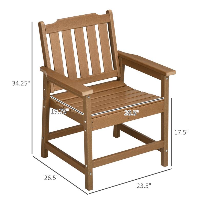 Outsunny Plastic Patio Chairs, Outdoor Dining Chair with Armrests and Slatted Back, Outdoor Armchair for Lawn