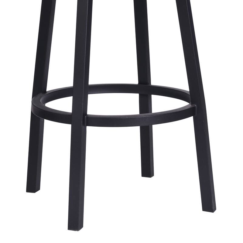 26" Vintage Black on Black Faux Leather Rectangular Swivel Armless Bar Stool - 39.5" x 19.5" x 18.5"