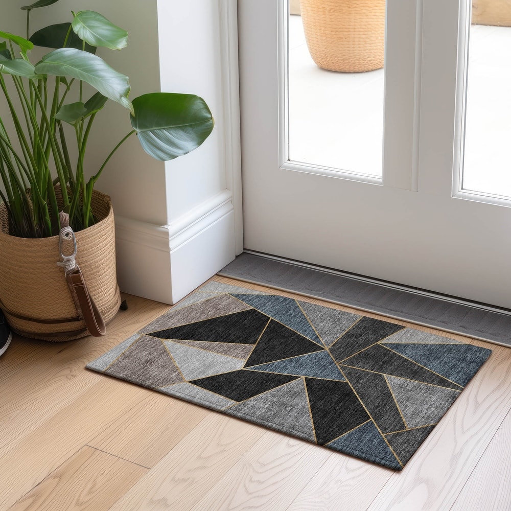 Machine Washable Indoor/ Outdoor Chantille Contemporary Mosaic Rug