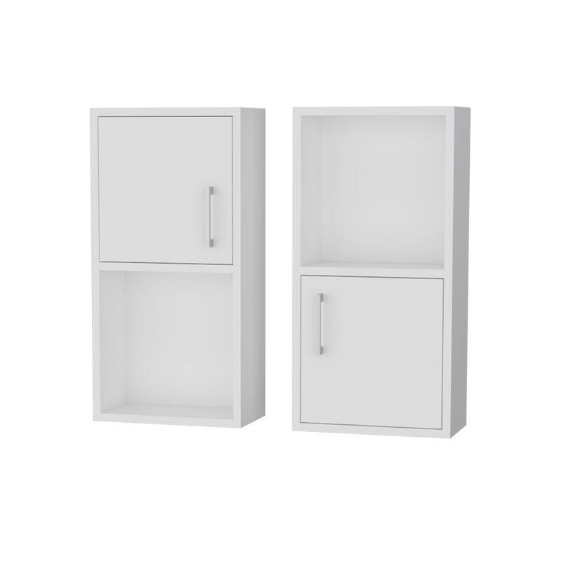 2 Bathroom Medicine Cabinets with Open Shelf - White