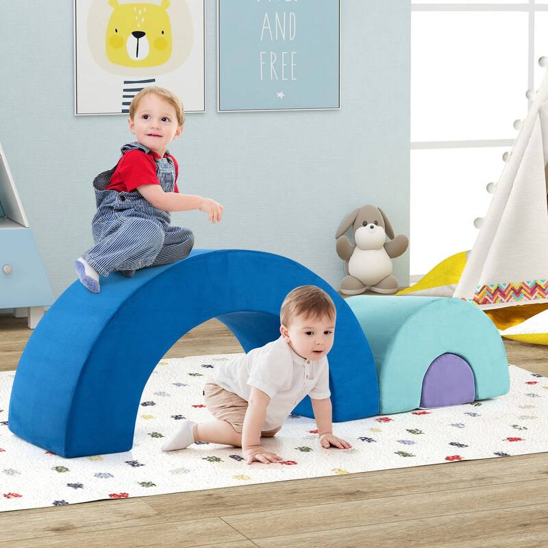 Costway Rainbow Arc Climber Playset Foam Climbing Blocks with Machine - Multicolor - See Details