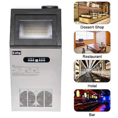 Stainless Steel Transparent Cover Ice Maker Machine For Restaurant Bar 36/45Pcs Ice Cube(110lbs/150lb)