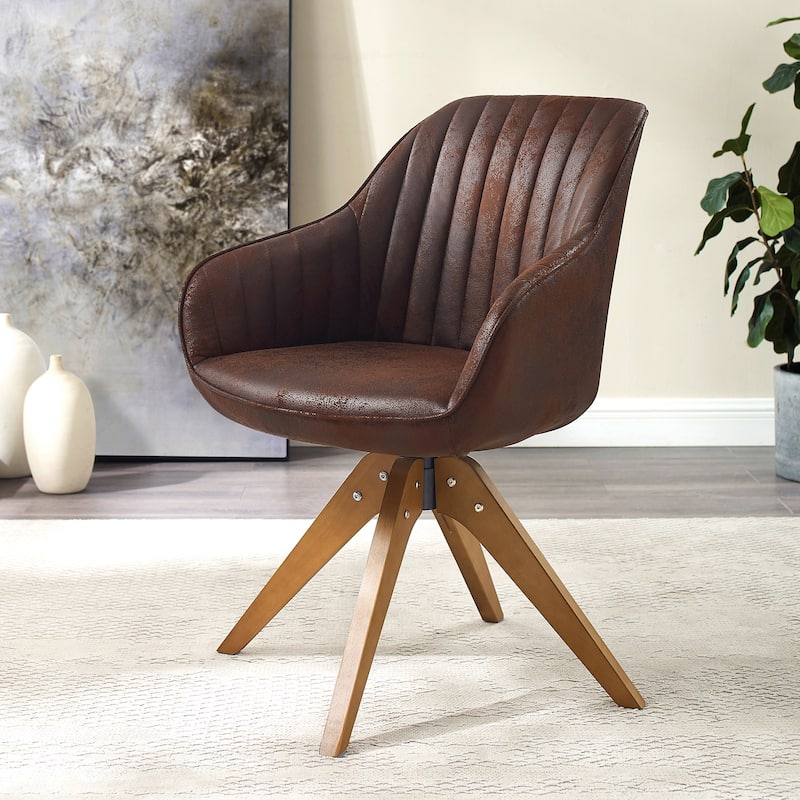 Art Leon Classical Swivel Office Accent Chair with Wood Legs