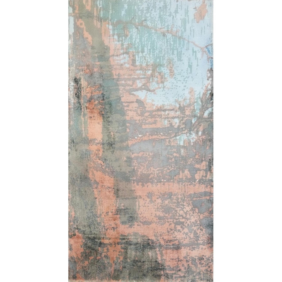 Hand Knotted Oriental Viscose Silk Carpet Modern Abstract Multi-Colored Abstract Area Rug - 4' 0'' X 2' 0''