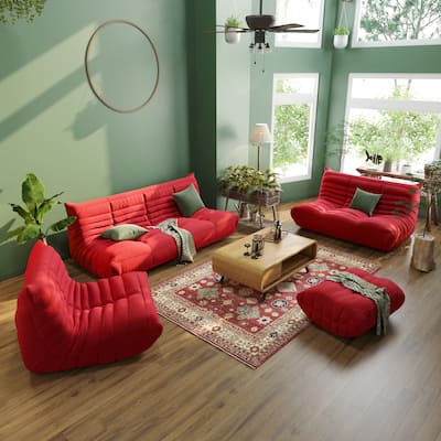 Teddy Fabric Lazy Sofa Floor Couch Bean Bag Chair for Living Room