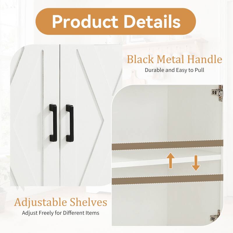 Barn Door Buffets Storage Cabinet Sideboards with 3 Drawers