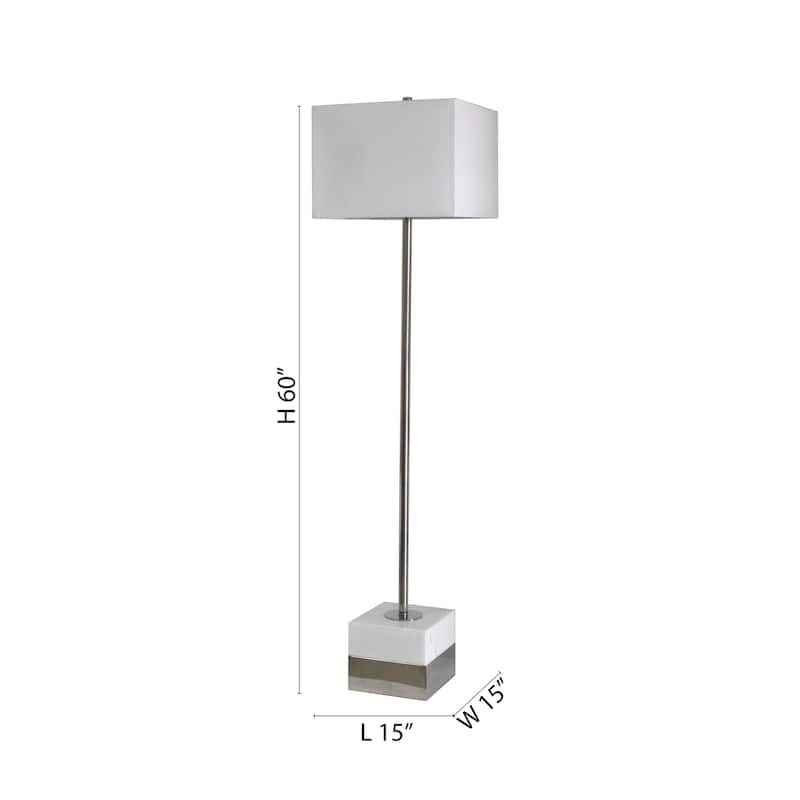 1-Light Polished Nickel Floor Lamp With A Linen Shade