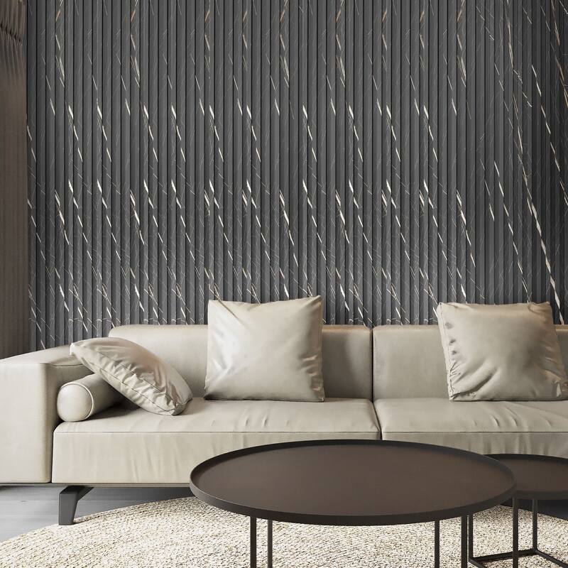 Art3d 96'' X 6'' Slat Wall Paneling for Home Decor, WPC Acoustic Diffuser Panel(Set of 8) - Granite