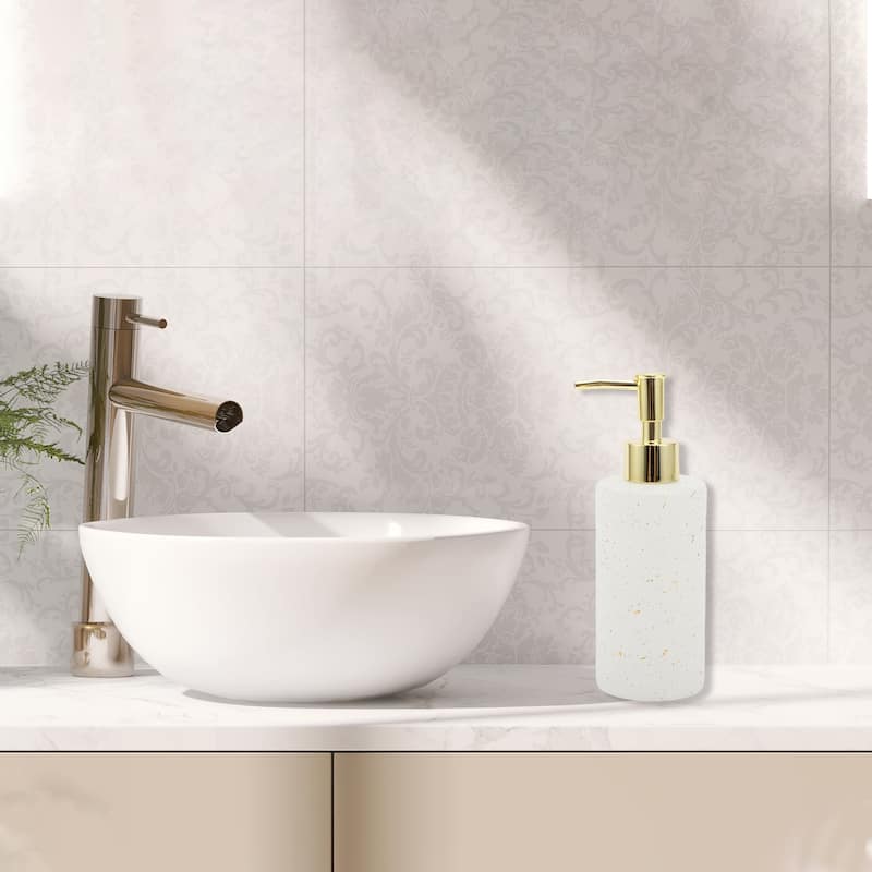 Cylindrical Classic Soap Pump Dispenser for Hotels 350ml 1 Pcs - White Gold Tone
