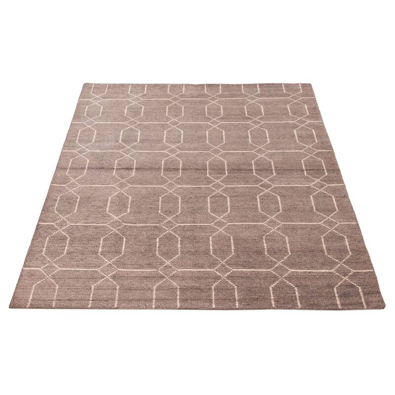 ECARPETGALLERY Hand-knotted Tangier Grey Silk Rug - 5'7 x 7'9