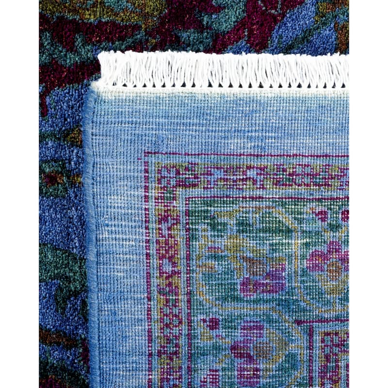Overton Hand Knotted Wool Contemporary Overdyed Blue Area Rug - 10' x 14'