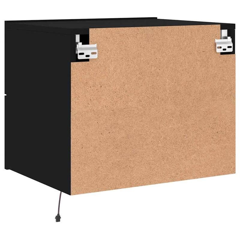 vidaXL Wall-mounted Nightstand Set of 2 Black Engineered wood Medium