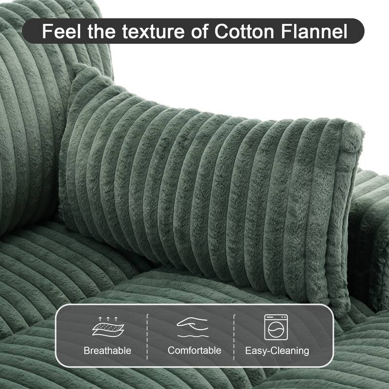 Modern Modular Flannel Fabric Upholstered Sectional Sofa with Square Arm