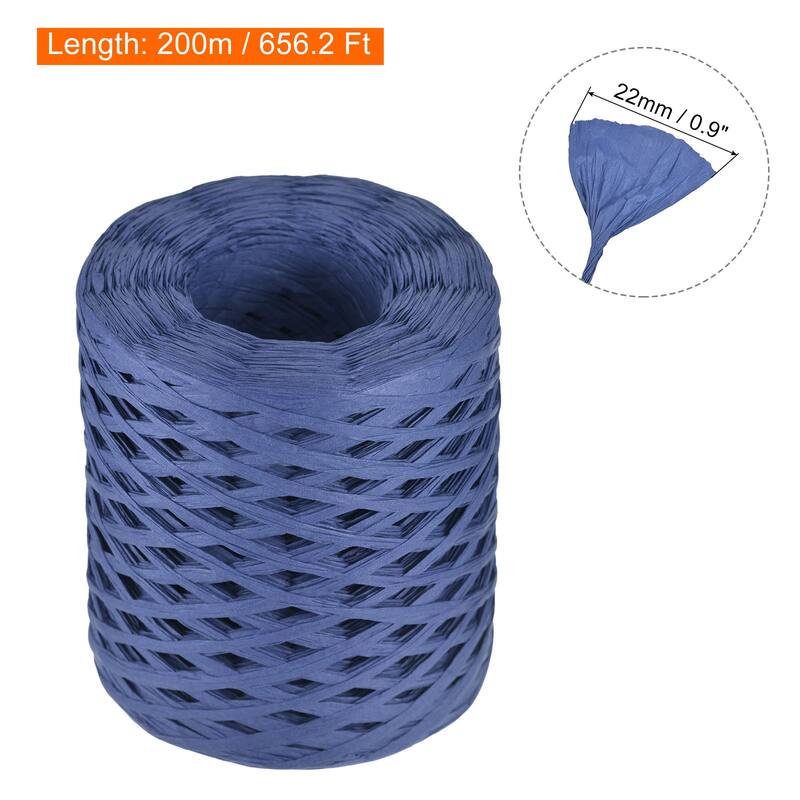 Raffia Paper Craft Rope 200m Length Handmade for DIY Decoration - Navy Blue