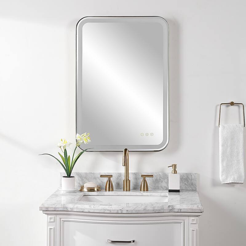 Uttermost Crofton Lighted Black Vanity Mirror - 22.25"x 32.25"
