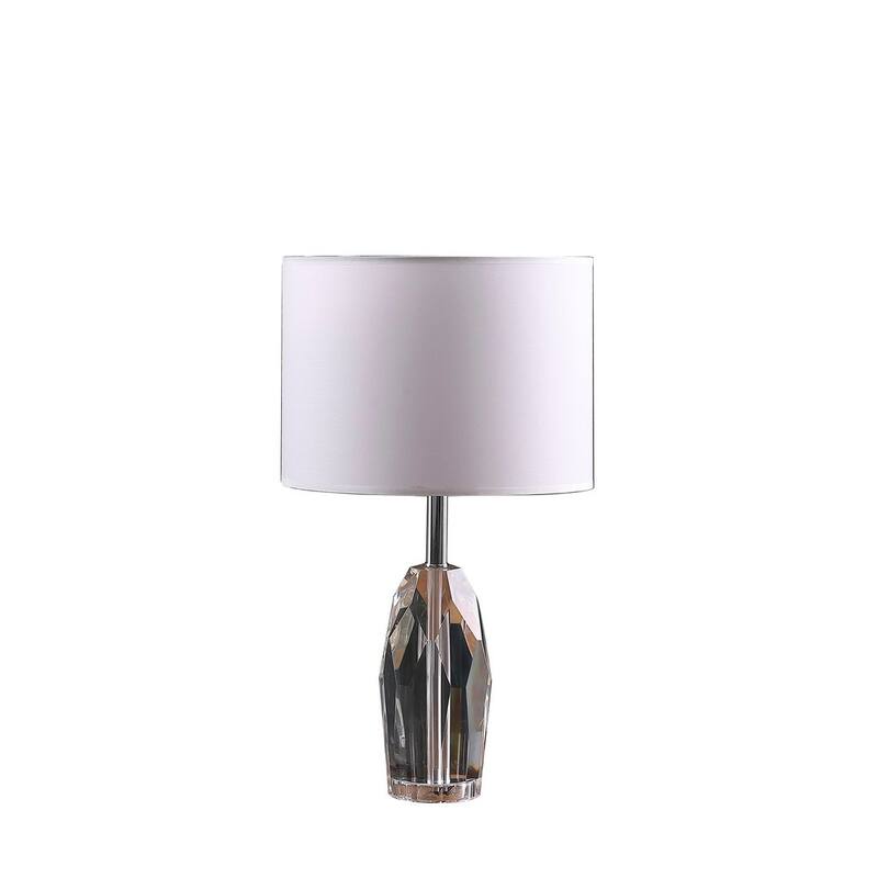 19" Dodecahedron Solid Crystal Prism Table Lamp in Chrome Silver - Chrome