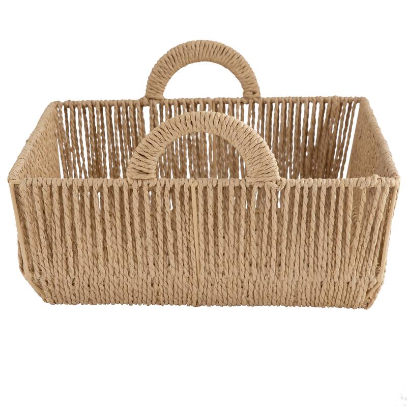 Simplify Vertical Weave Storage Basket with Round Handles