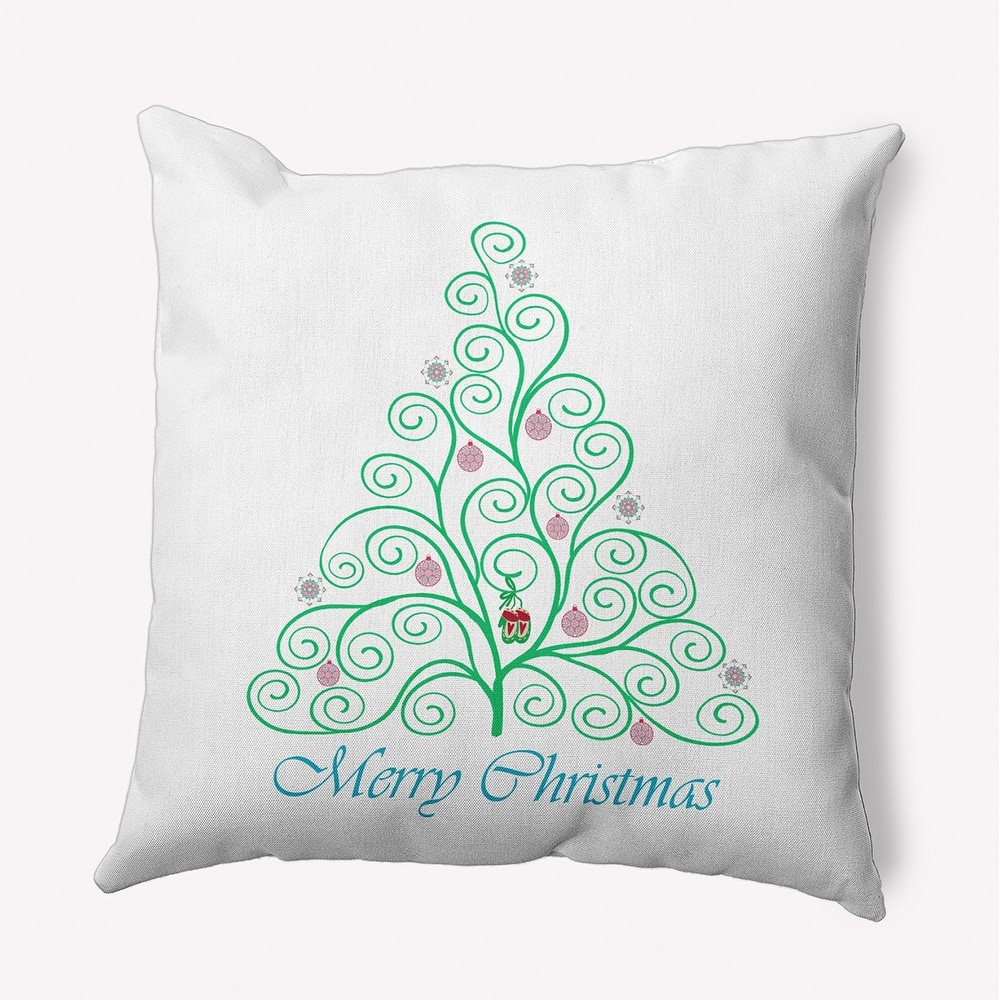 Decorated Filigree Christmas Tree Accent Pillow