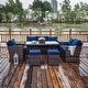 preview thumbnail 1 of 10, 7-piece Patio Outdoor Wicker Sectional Sofa Set with Storage Box and Ottoman Brown