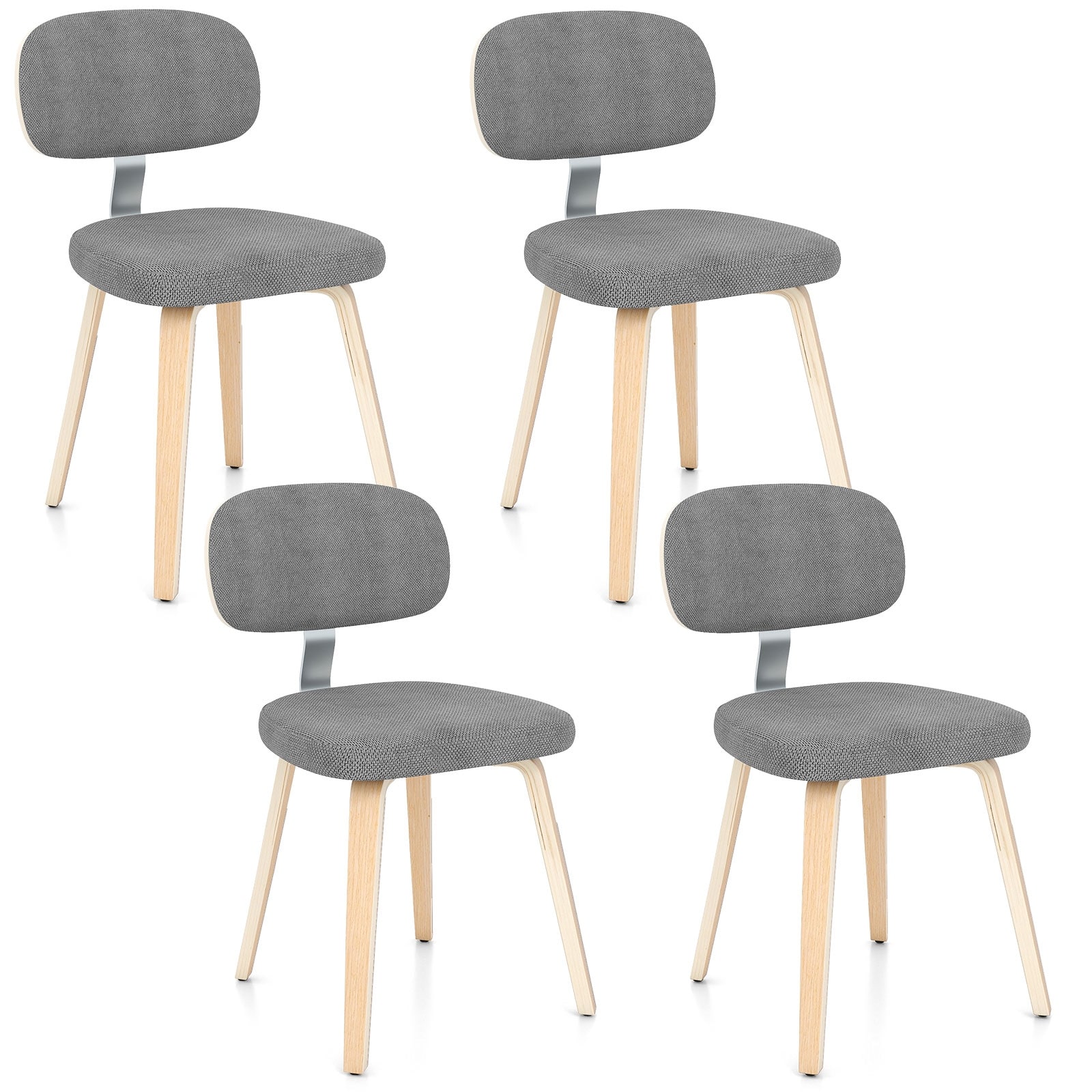 Gymax Dining Chairs Set of 4 w/Curved Backrest Padded Seat for Dining