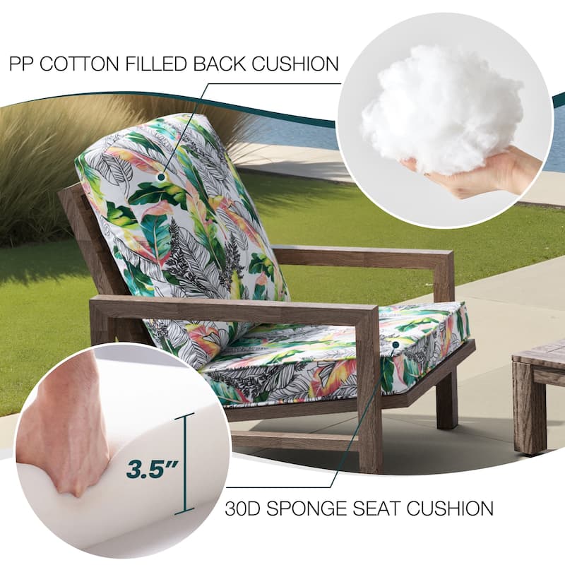 22 x 21 in Patio Premium fabric Outdoor Seat Cushions Set (Seat & Back)