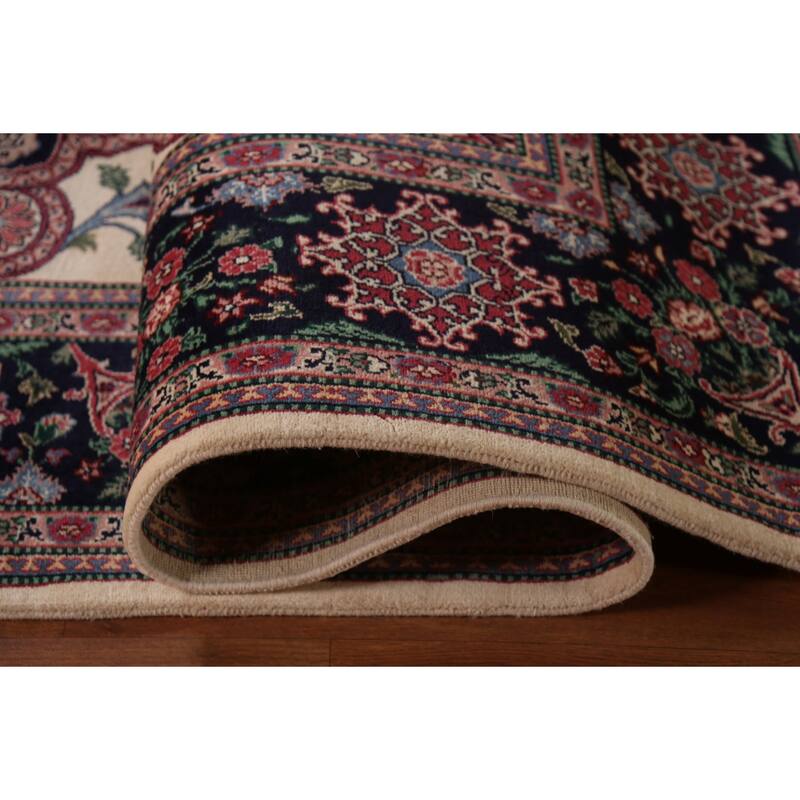 All-Over Aubusson Oriental Area Rug Handmade Wool Carpet - 9'1"x 12'2"