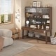 preview thumbnail 3 of 20, Kids Desk with Hutch, Wood Study Table with Storage, Writing Desk Brown