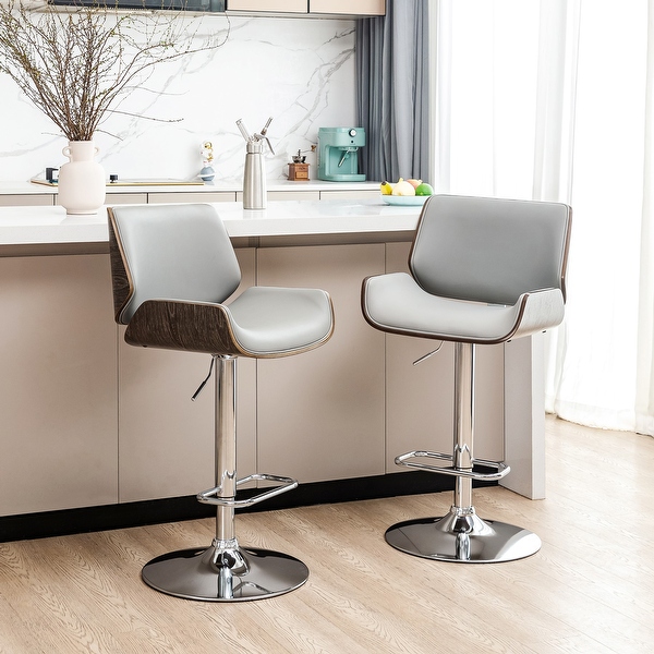 Glitzhome 46 H Mid Century Modern Adjustable Swivel Bar Stool Set of 2