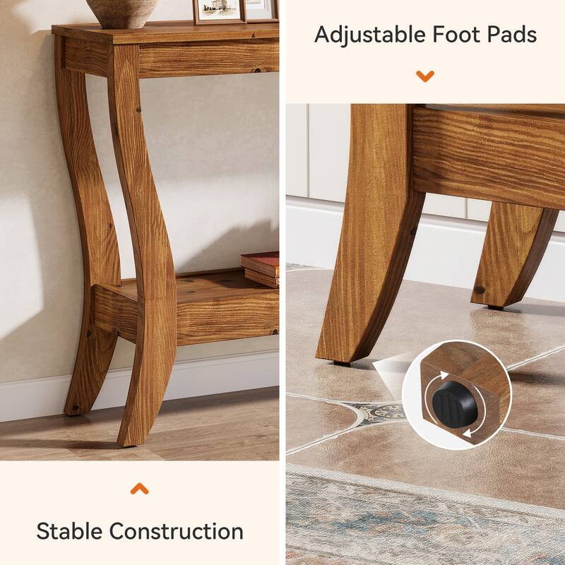 Solid Wood Console Table, 41.3-Inch Farmhouse Entryway Table