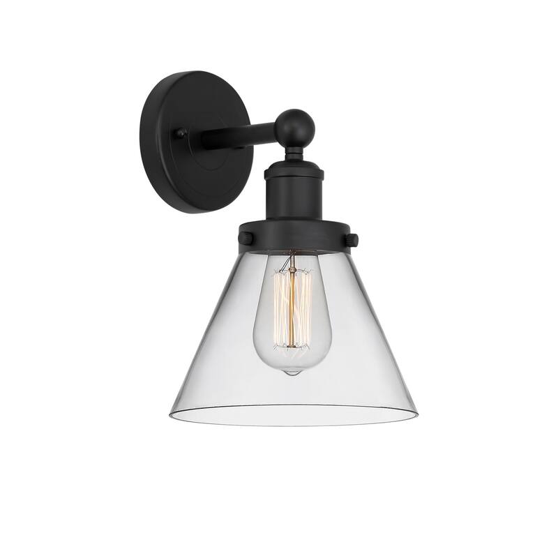 Innovations Lighting 616-1W-12-8 Cone Sconce Cone 12" Tall Wall Sconce - Matte Black / Clear