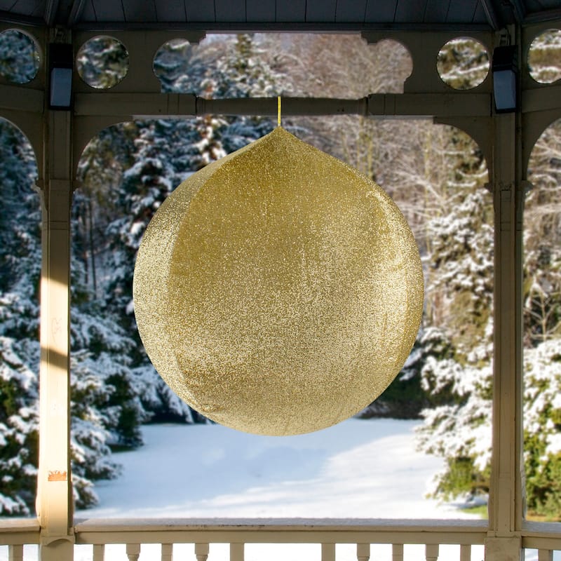 27.5-inch Gold Tinsel Inflatable Christmas Ornament Outdoor Decoration
