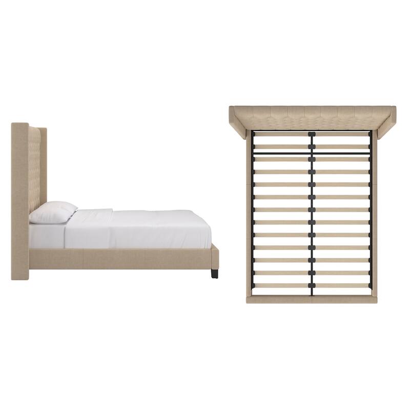 Detmold Wingback Button Tufted Tall Headboard Platform Bed