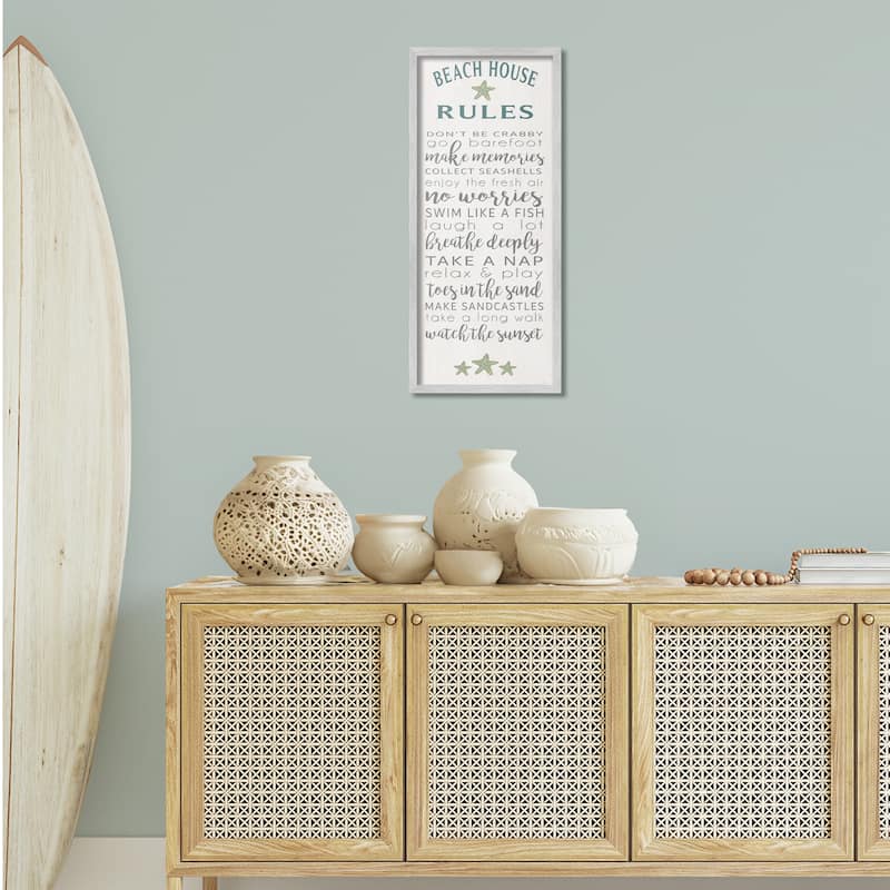 Stupell Fun Recreations Beach Rules Framed Giclee Art Design By Seven Trees Design
