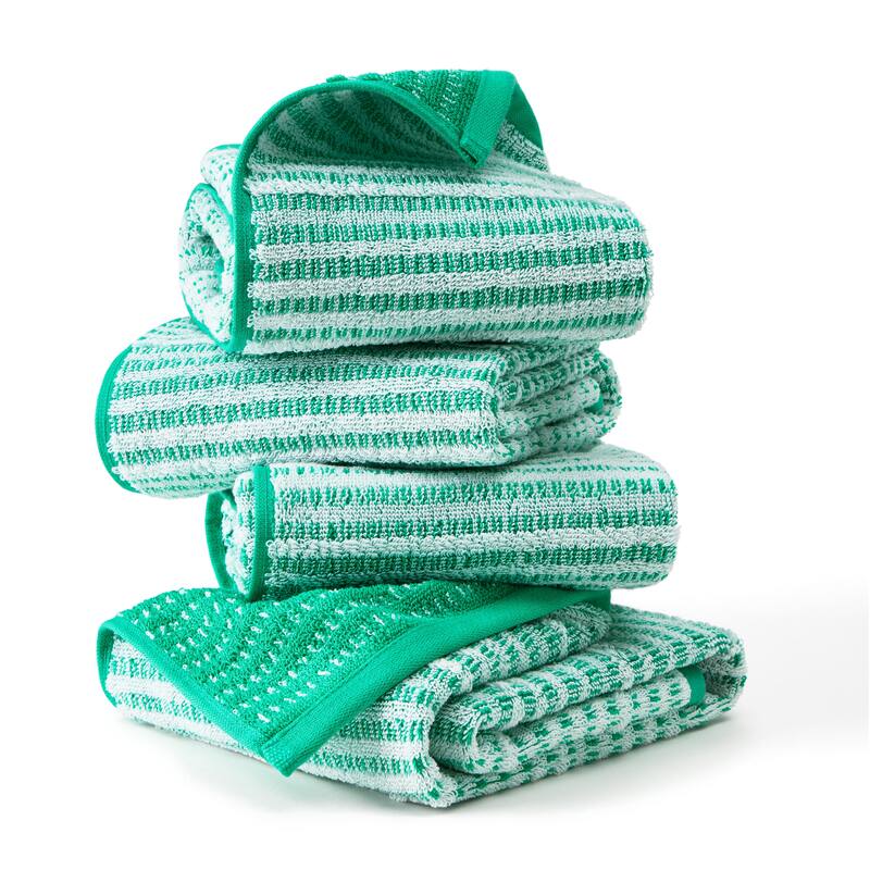 TOWN & COUNTRY PLAY 4-Piece Striped Reversible Terry Brights Hand Towel Set - 20"x30"