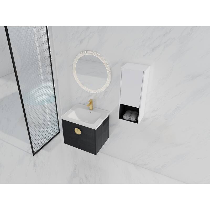 24" Wall-Mounted Bathroom Vanity With Ceramic Sink