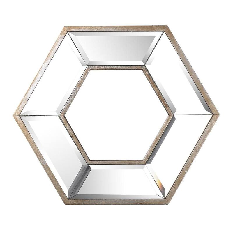 HomeRoots 12" Silver Hexagon Wall Mounted Accent Mirror - 13.8