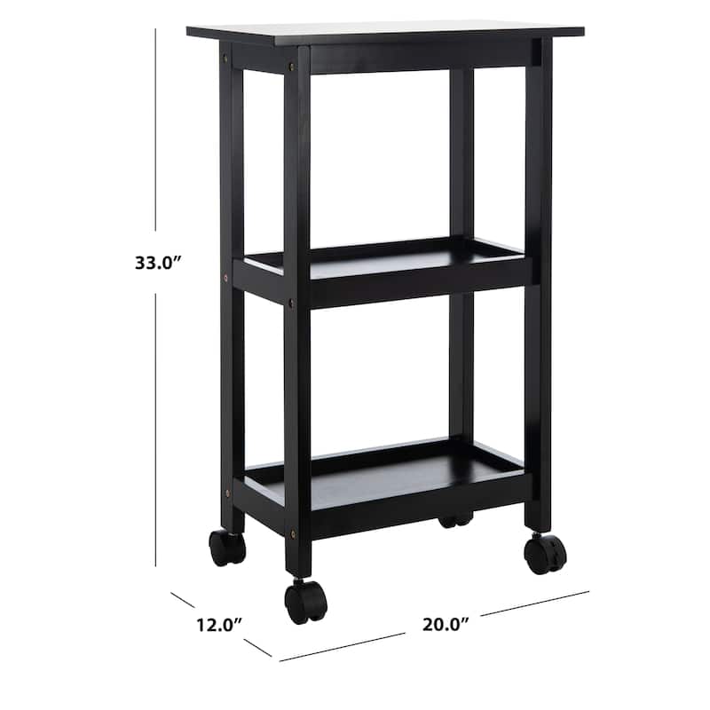 SAFAVIEH Bevin 2-Shelf Kitchen Bar Cart with Wheels - 20" W x 12" L x 33" H